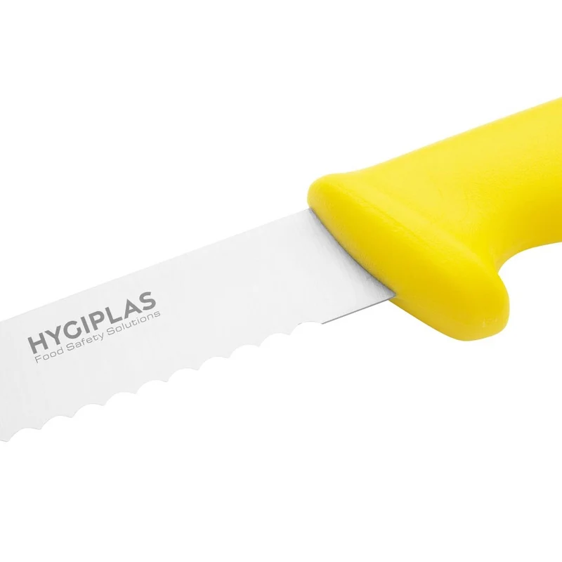 Couteau à trancher denté Hygiplas jaune 248mm