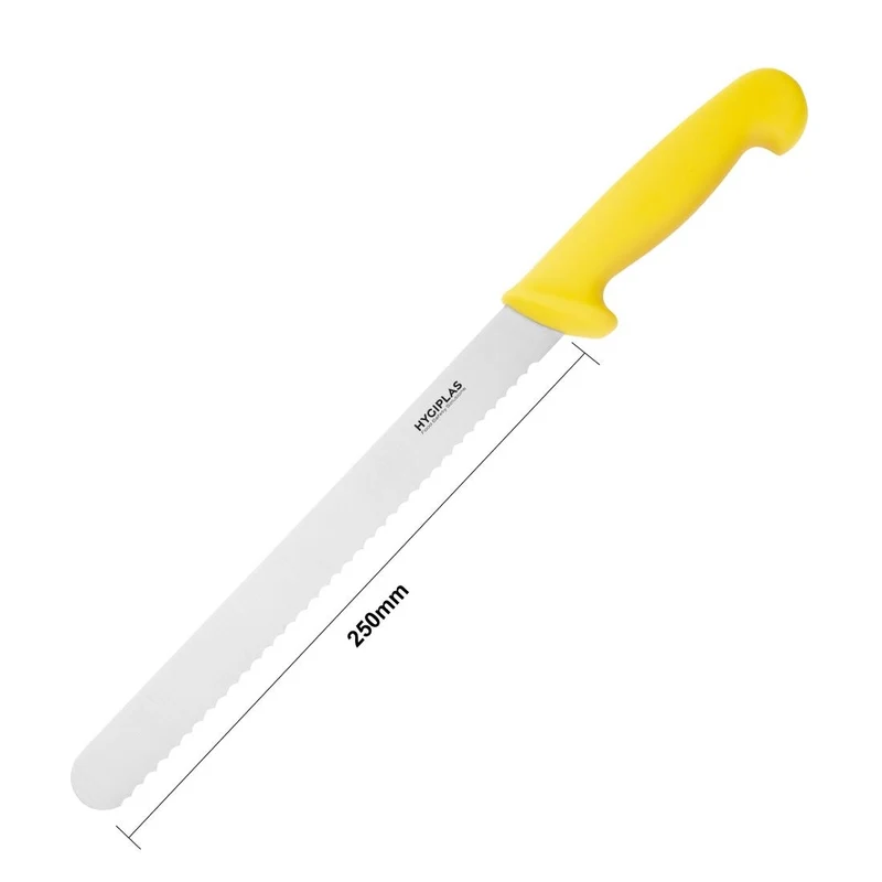 Couteau à trancher denté Hygiplas jaune 248mm