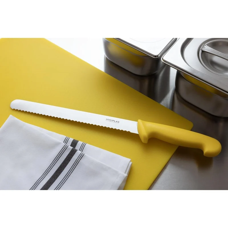 Couteau à trancher denté Hygiplas jaune 248mm