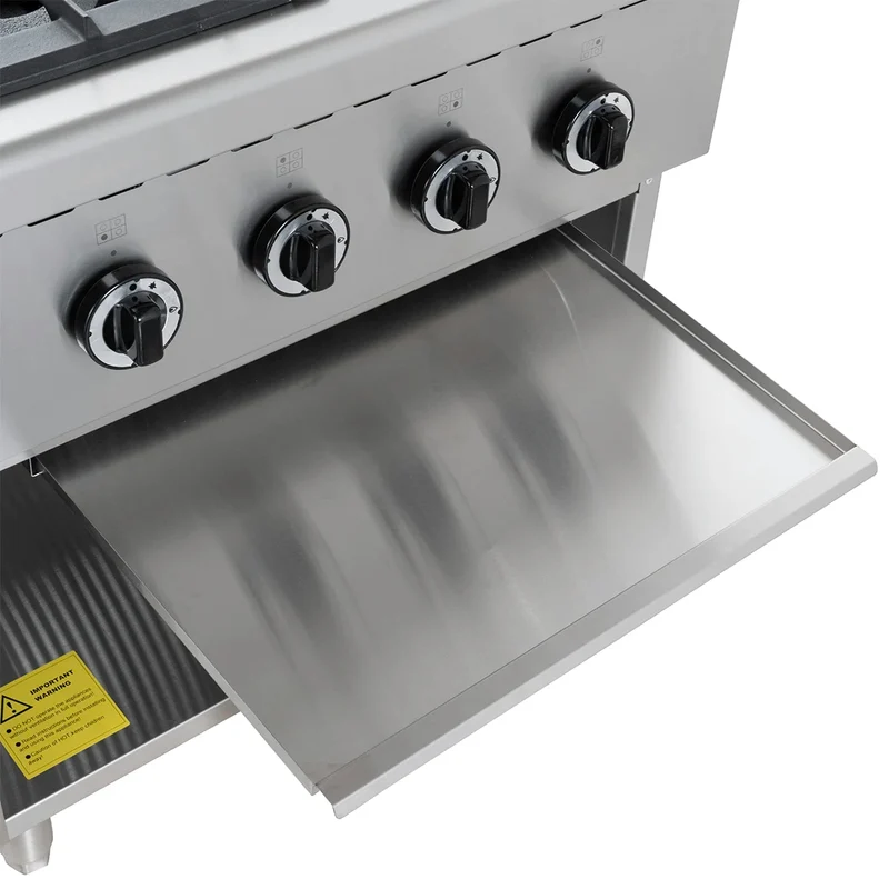 Cuisinière à gaz ECO avec soubassement ouvert - 28,8 kW - 4 brûleurs
