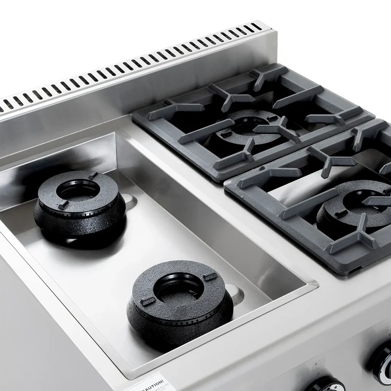 Cuisinière à gaz ECO avec soubassement ouvert - 28,8 kW - 4 brûleurs