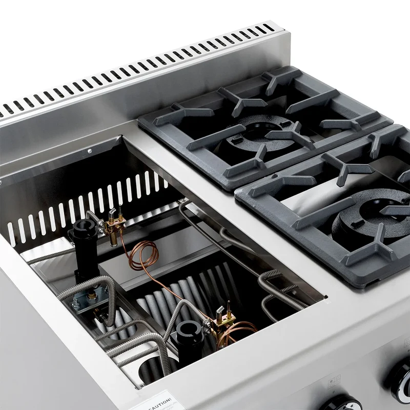 Cuisinière à gaz ECO avec soubassement ouvert - 28,8 kW - 4 brûleurs