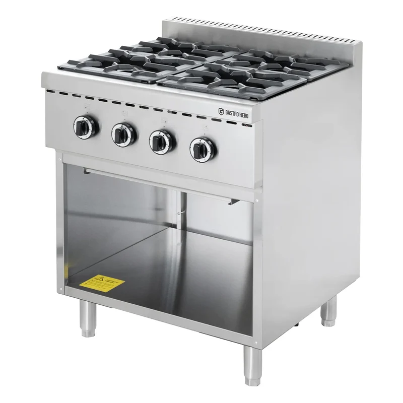 Cuisinière à gaz ECO avec soubassement ouvert - 28,8 kW - 4 brûleurs