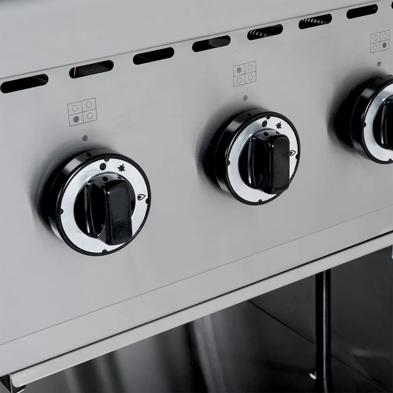 Cuisinière à gaz ECO avec soubassement ouvert - 43,2 kW - 6 brûleurs