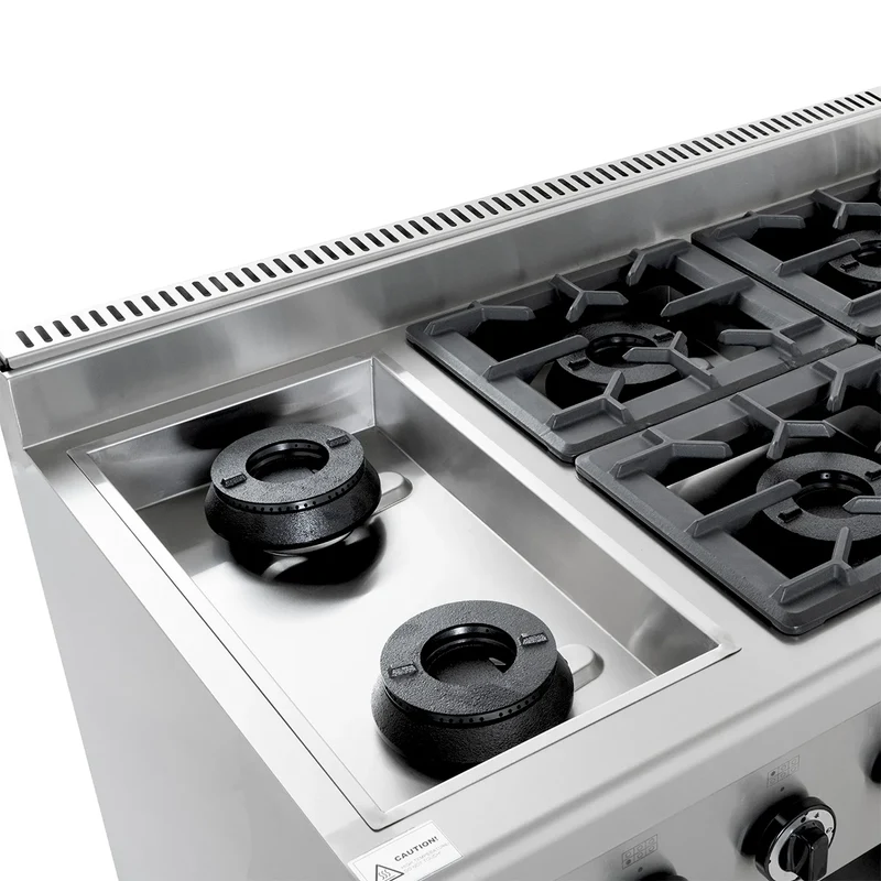 Cuisinière à gaz ECO avec soubassement ouvert - 43,2 kW - 6 brûleurs