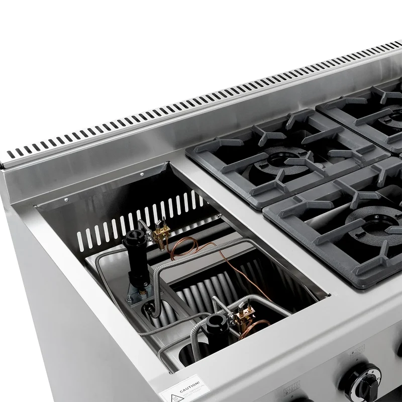 Cuisinière à gaz ECO avec soubassement ouvert - 43,2 kW - 6 brûleurs