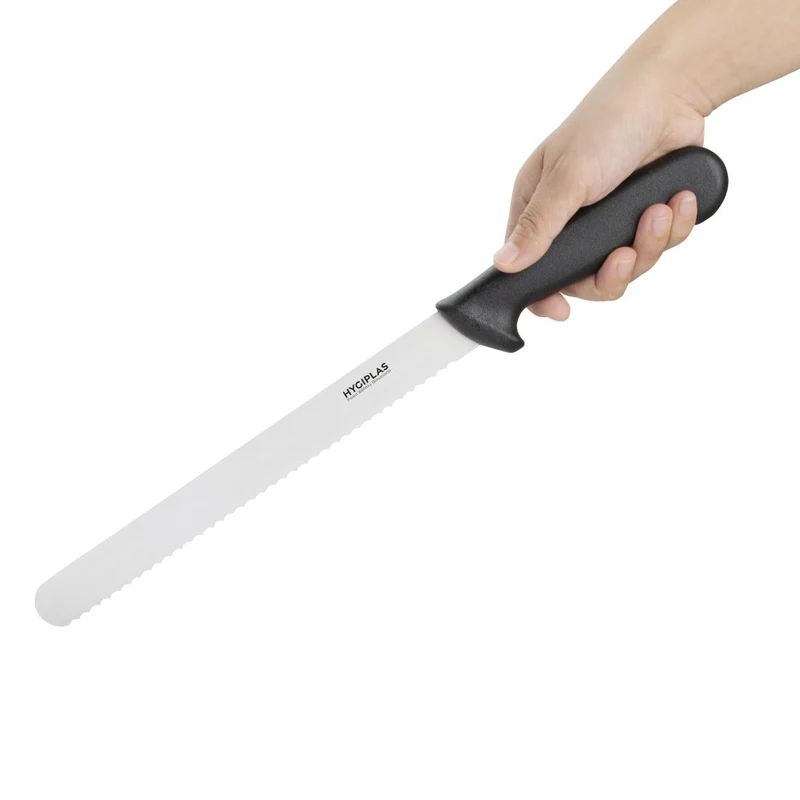 Couteau à trancher denté Hygiplas noir 248mm