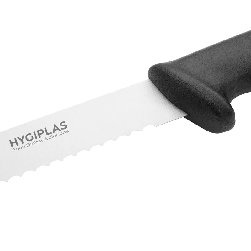 Couteau à trancher denté Hygiplas noir 248mm