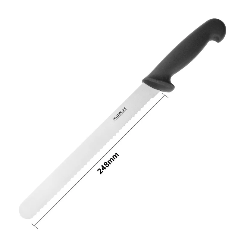 Couteau à trancher denté Hygiplas noir 248mm