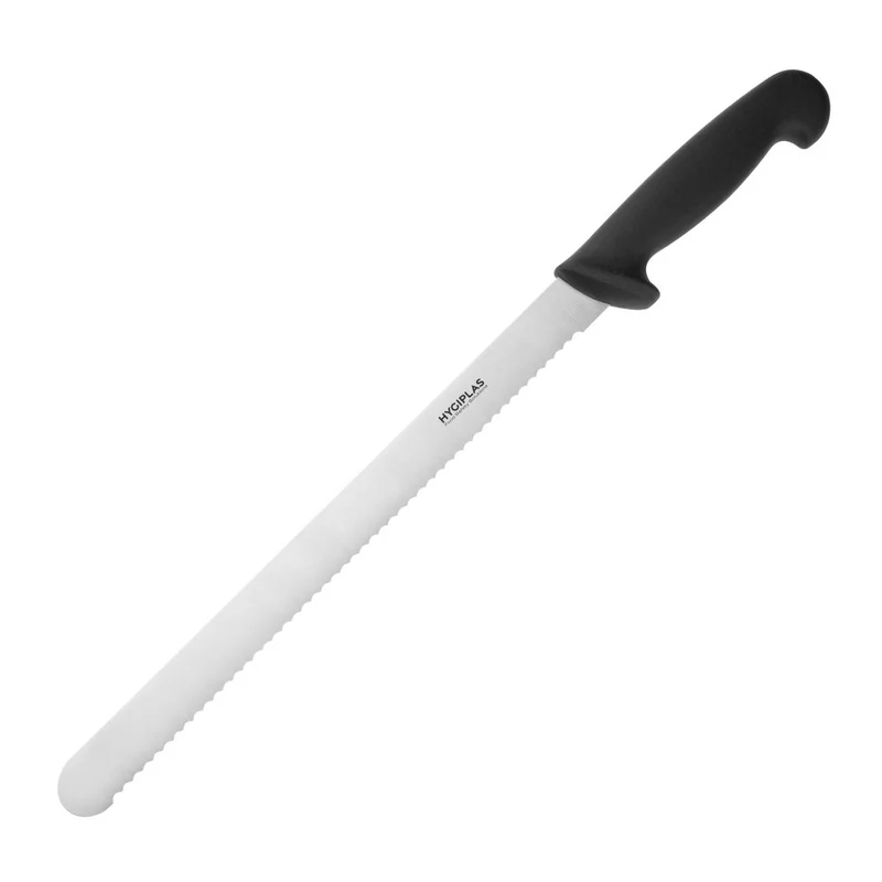 Couteau à trancher denté Hygiplas noir 300mm