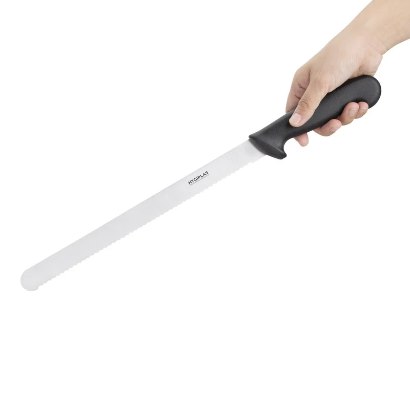 Couteau à trancher denté Hygiplas noir 300mm