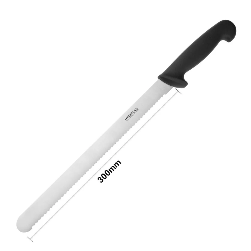 Couteau à trancher denté Hygiplas noir 300mm