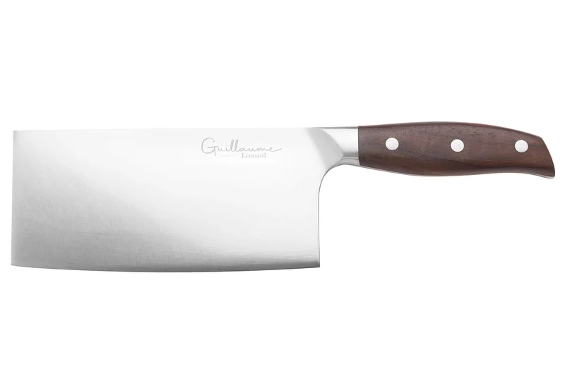 Couteau de chef chinois 17cm Guillaume Leonard Cuistot en acier inoxydable et bois de santal rouge