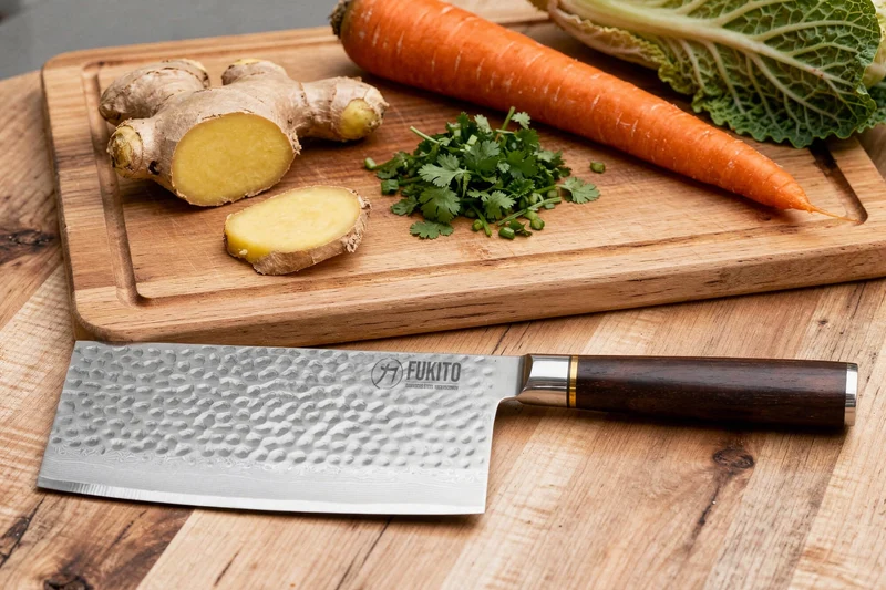 Couteau de chef chinois 17cm Fukito Ébène Damas martelé