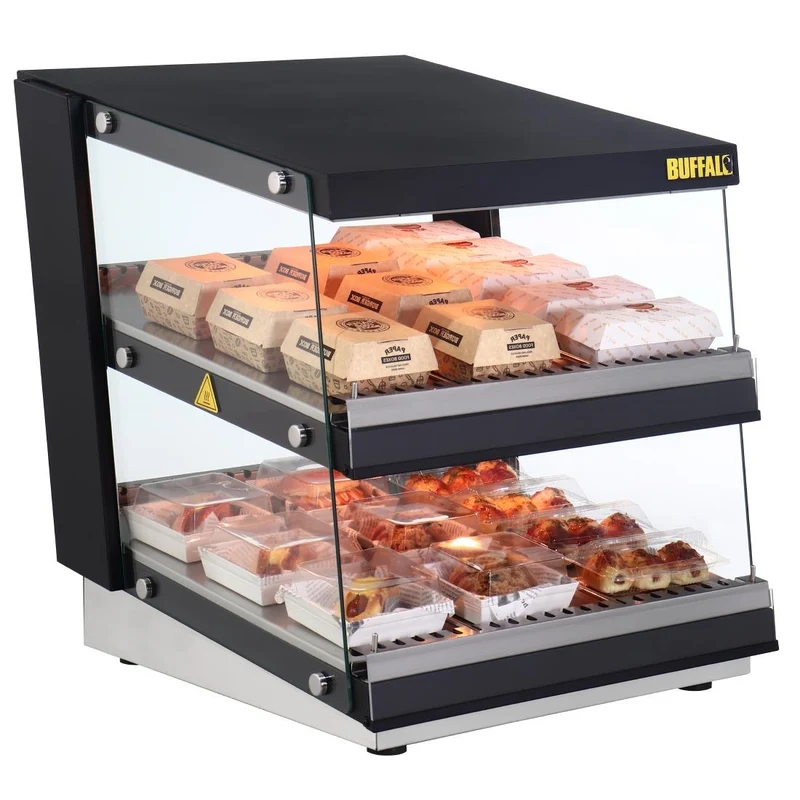 Vitrine chauffante inclinée à glissière Buffalo 2 étagères