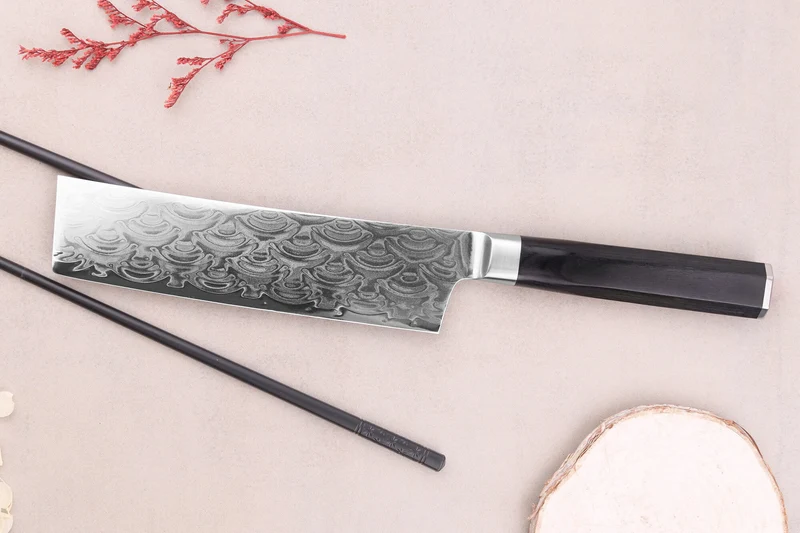 Couteau nakiri 16cm japonais Sakai Takayuki Grand Chef Seigaiha Damas 45 couches