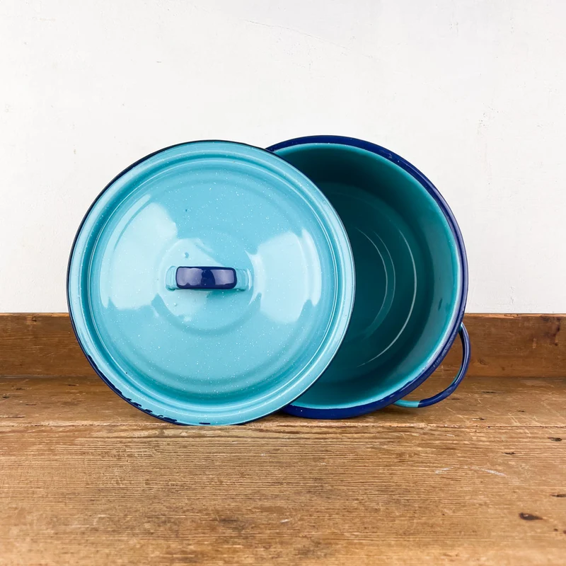 Pot à bouillon émail turquoise