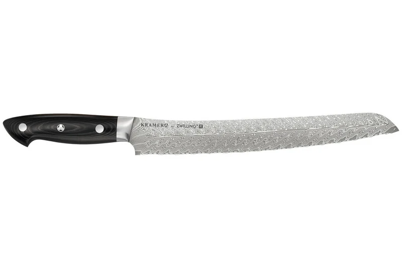 Couteau à pain japonais Zwilling Kramer Euro Stainless 26cm damassé manche en micarta
