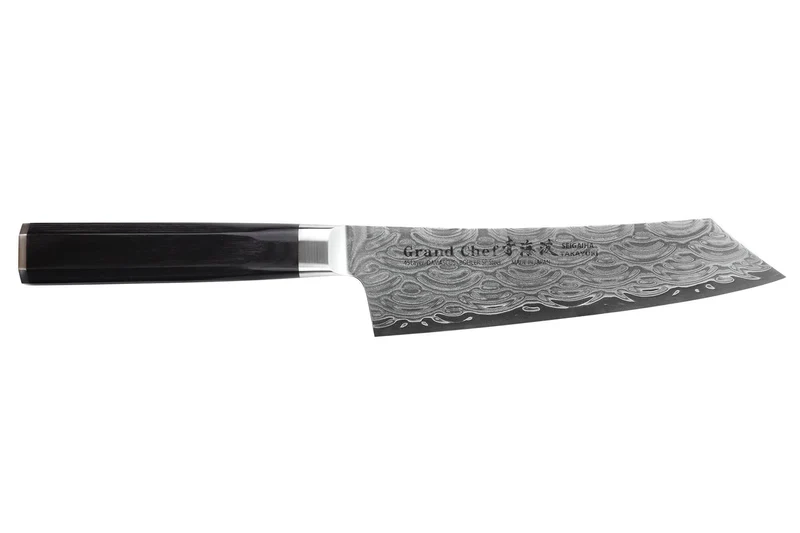 Couteau kengata santoku 16cm japonais Sakai Takayuki Grand Chef Seigaiha Damas 45 couches