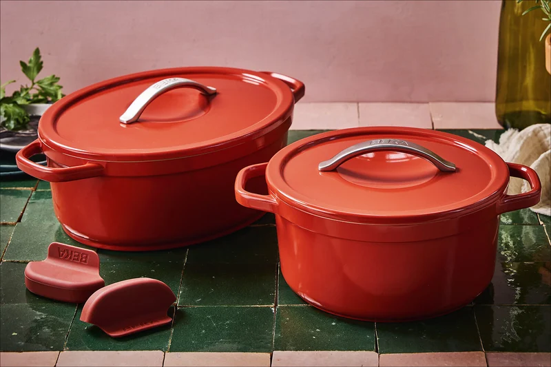 Cocotte ovale Beka Plume en aluminium 31cm - Rouge