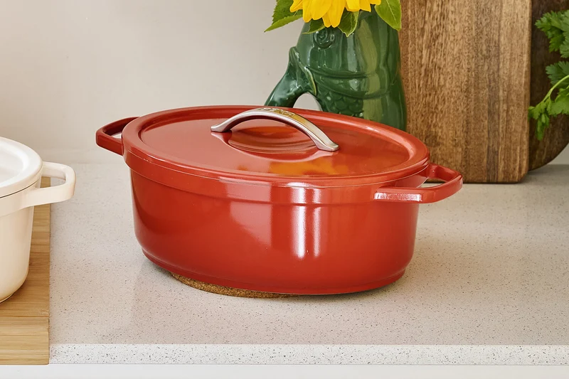 Cocotte ovale Beka Plume en aluminium 31cm - Rouge
