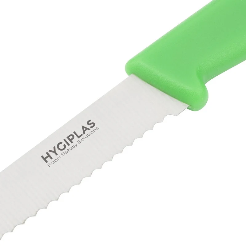 Couteau dentelé Hygiplas vert 100mm