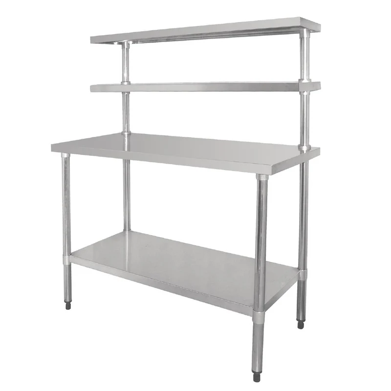 Table inox avec 2 étagères supérieures Vogue 1800mm