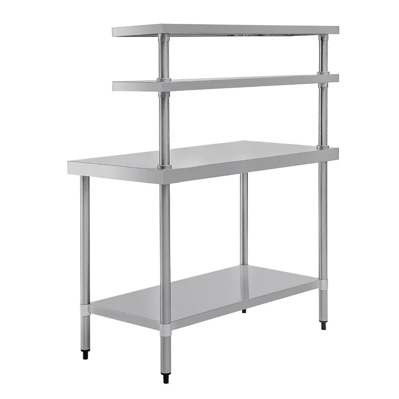 Table inox avec 2 étagères supérieures Vogue 1200mm