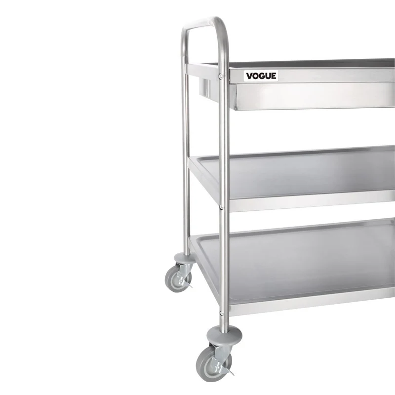 Chariot de débarrassage inox à plateau profond Vogue 3 niveaux