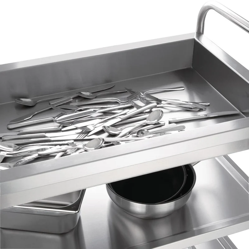 Chariot de débarrassage inox à plateau profond Vogue 3 niveaux