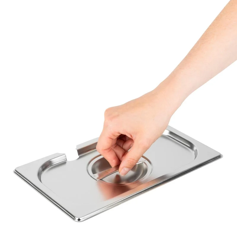 Couvercle inox avec encoche Vogue GN 1/4