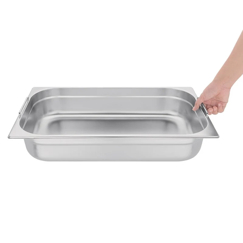 Bac GN 1/1 en inox avec poignées Vogue 100mm