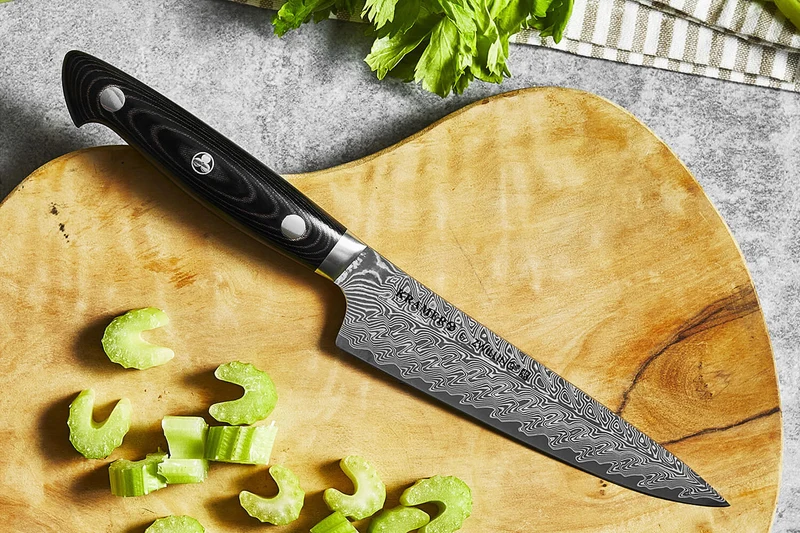 Couteau universel japonais Zwilling Kramer Euro Stainless 12cm damassé manche en micarta