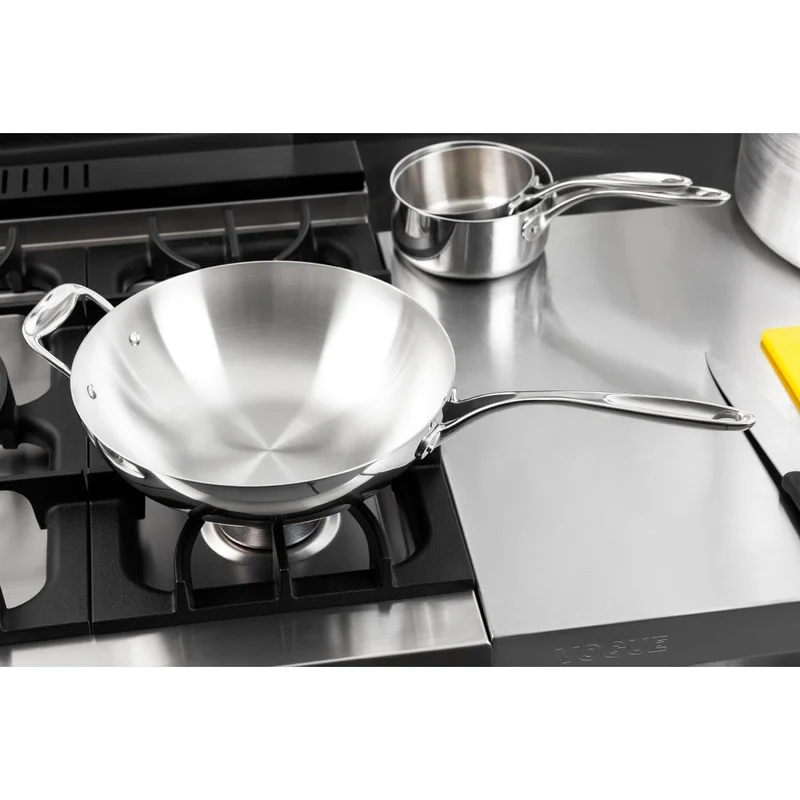 Wok triple épaisseur à fond plat Vogue