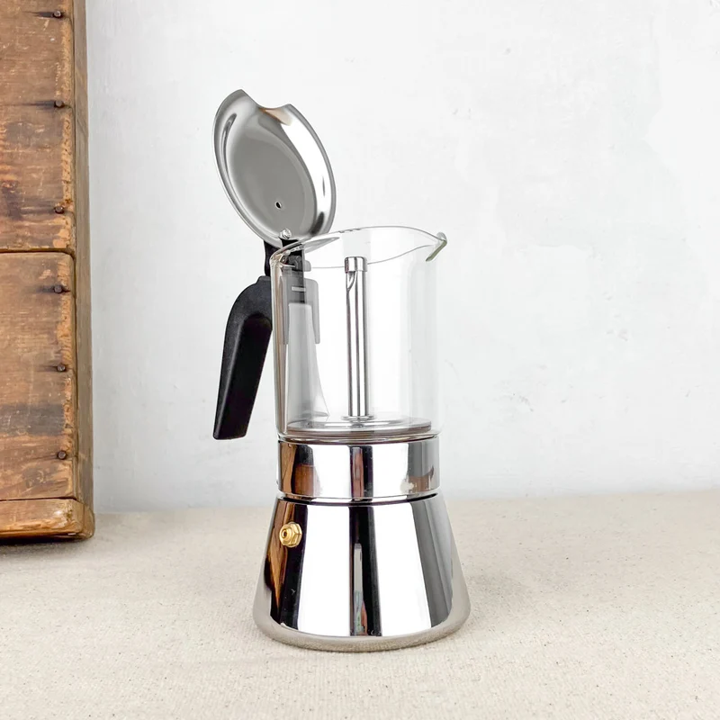 Cafetiere italienne verre et inox 6T