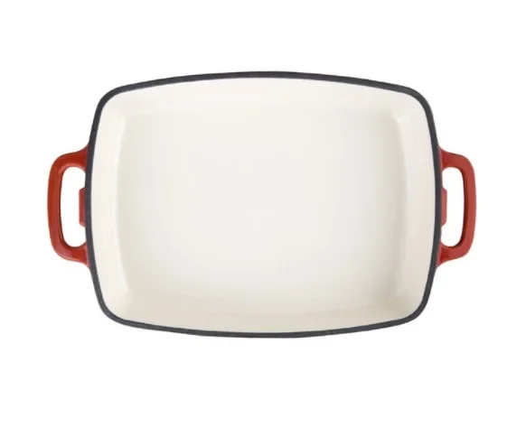 Vogue plat à gratin rectangulaire en fonte rouge grand