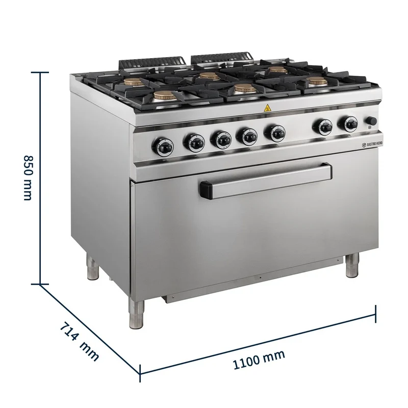 Cuisinière à gaz Série 700 - 110/70 avec four à gaz - 6 feux - 42 kW