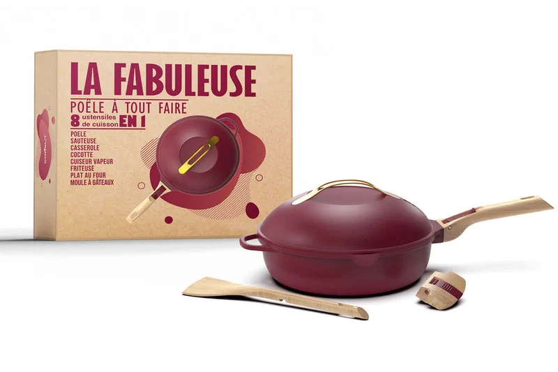 Poêle antiadhérente Cookut La Fabuleuse 8-en-1 rubis