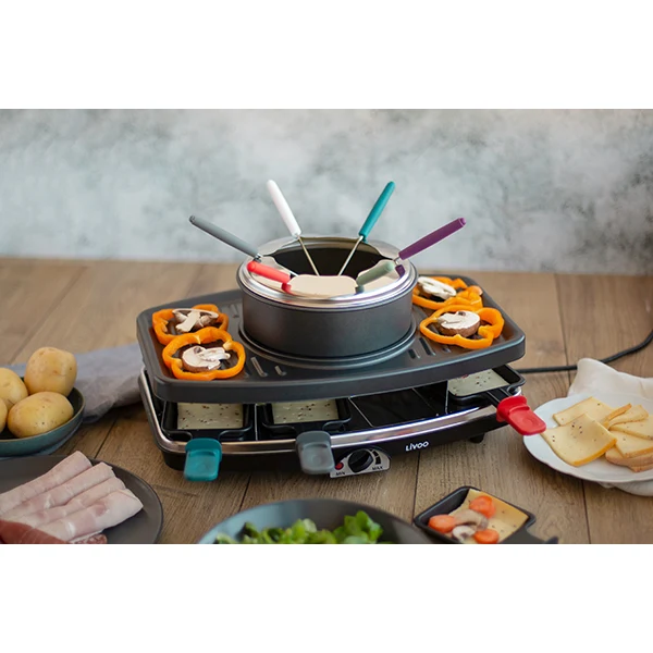 Set à raclette, gril et fondue 8 personnes 1100 W Livoo