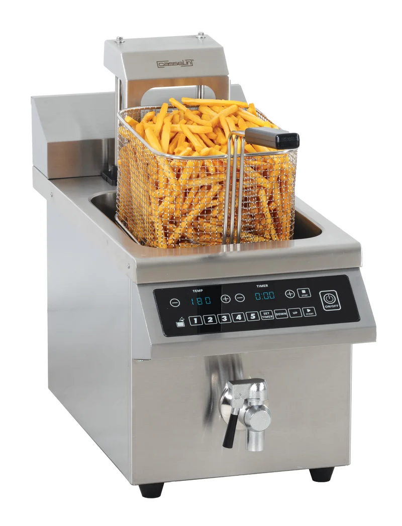 Friteuse induction avec vanne de vidange et relevage automatique 8 litres