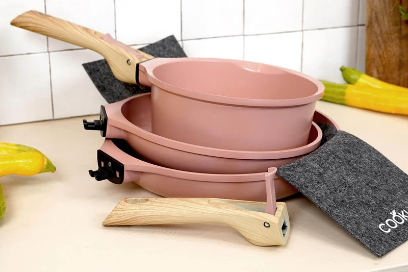 L'Incroyable Kit Cookut 2 poêles et 1 casserole à poignée amovible - guimauve