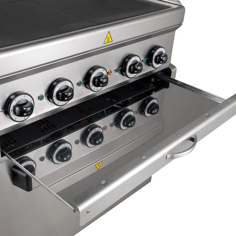 Cuisinière électrique Série 700 - 70/70 avec four électrique, chaleur tournante - 4 plaques de cuisson carrées, encastrées - 12,6 kW