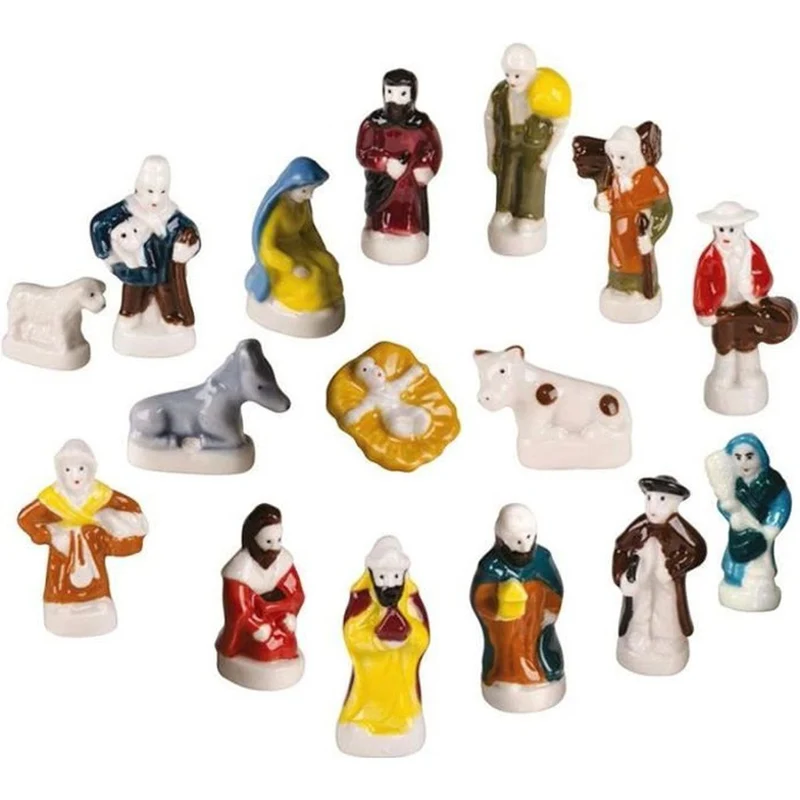 4 fèves santons en porcelaine