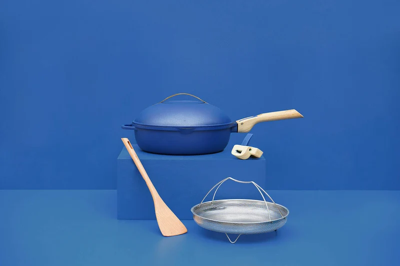 Poêle antiadhérente Cookut La Fabuleuse 8-en-1 bleue