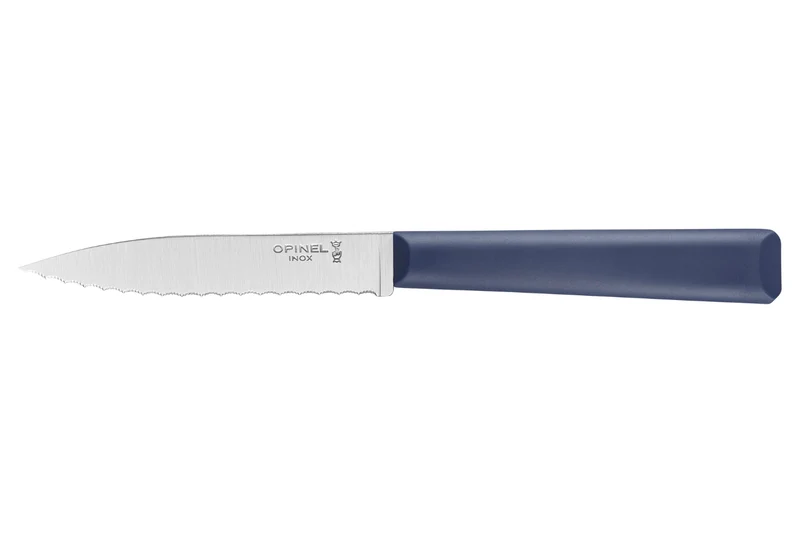 Couteau d'office Opinel Les Essentiels + n°313 lame 10cm crantée manche en polymère bleu