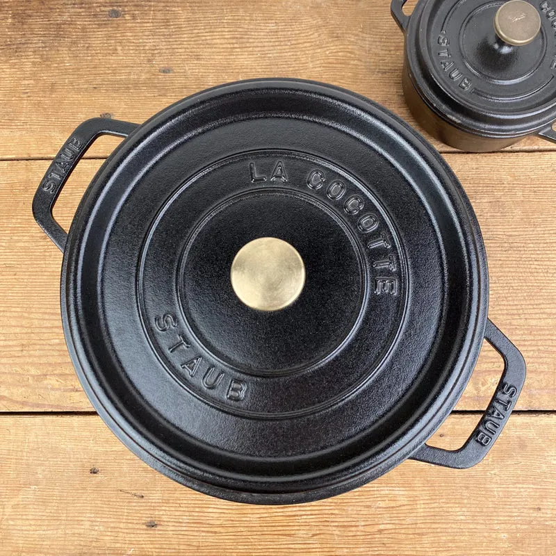 Cocotte en fonte ronde noire mate