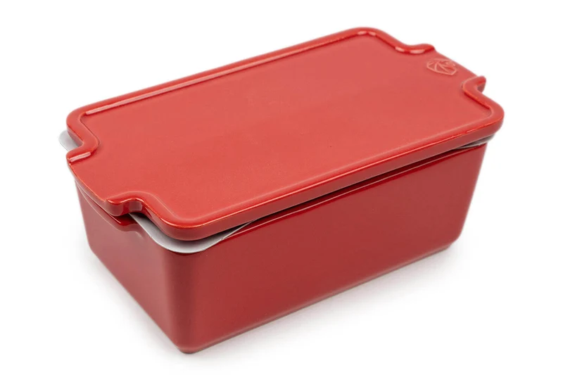 Terrine avec presse Peugeot en céramique rouge