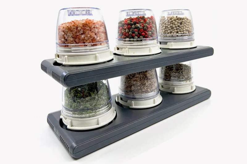Plateau rectangulaire empilable Finamill pour 3 capsules de broyage