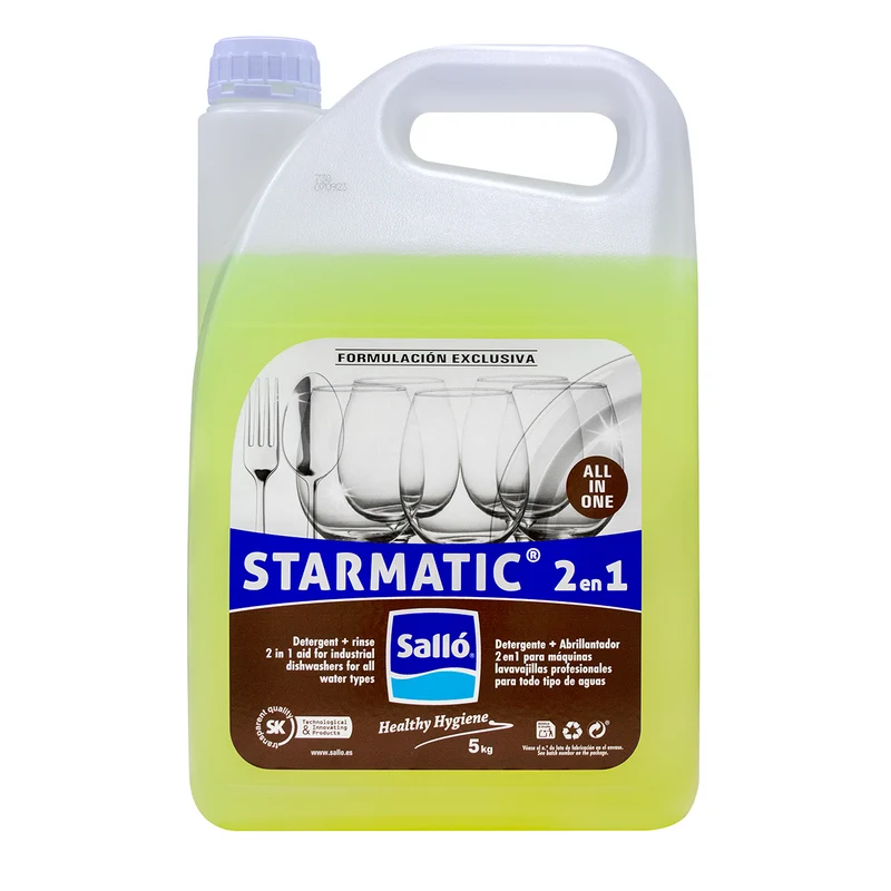 Starmatic 2 en 1 - Détergent et liquide de rinçage universel pour lave-vaisselles professionnels - bidon 5 kg