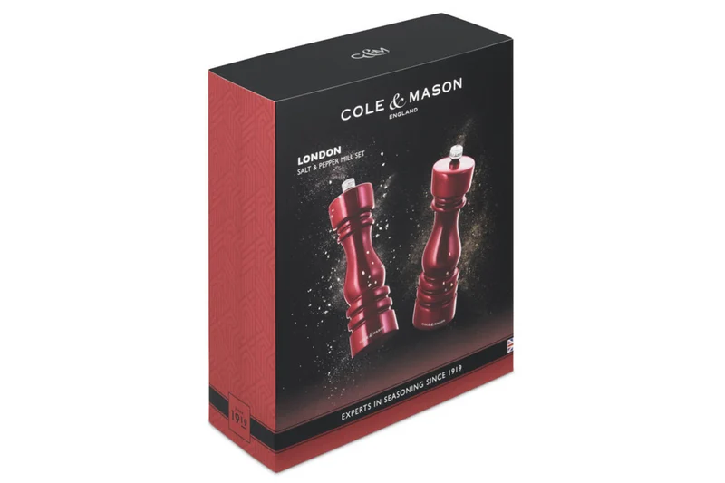Coffret moulins sel et poivre Cole & Mason London rouge gloss 18cm